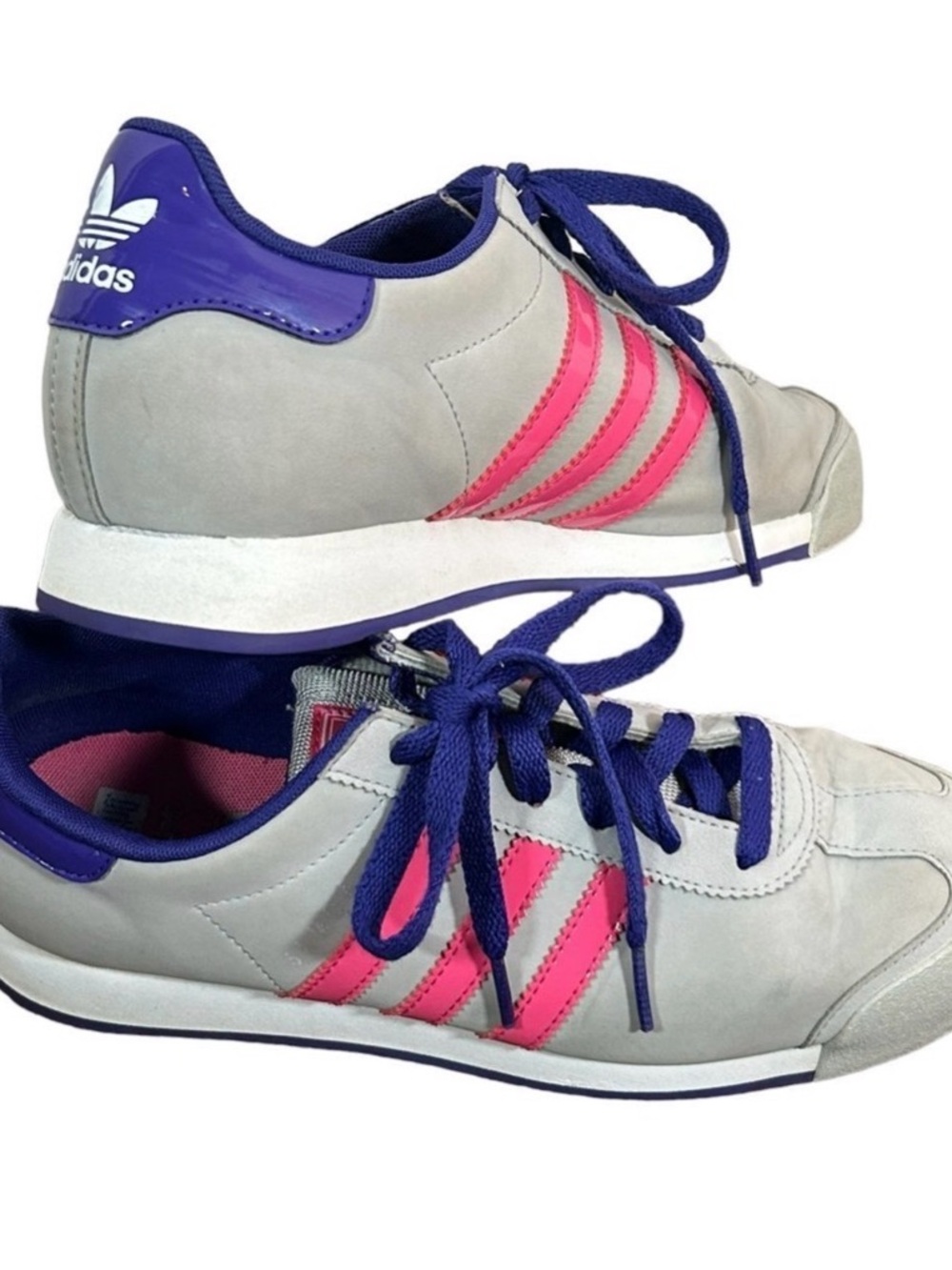 Adidas Samoa Womens Size 6 Grey Pink Purple Retro Sneakers
